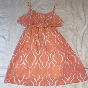 Peach Love California Pink &White Strapless dress Small